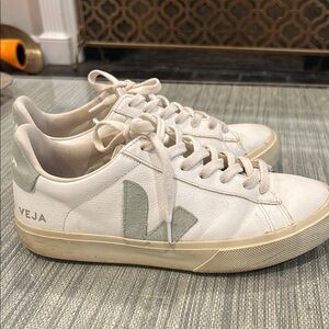 Veja White and Sea Green Sneakers. Gently worn.